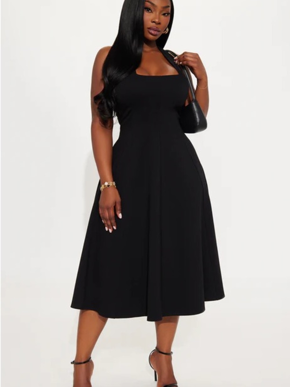 Mabel Pointe Black Midi Dress 1X NWT